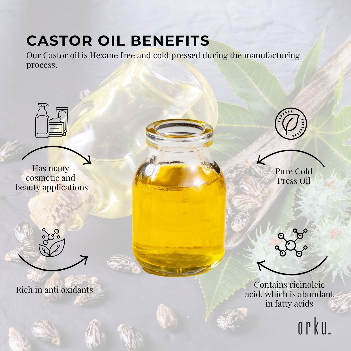 500ml Castor Oil - Hexane Free Cold Pressed Virgin Skin Hair Care-3